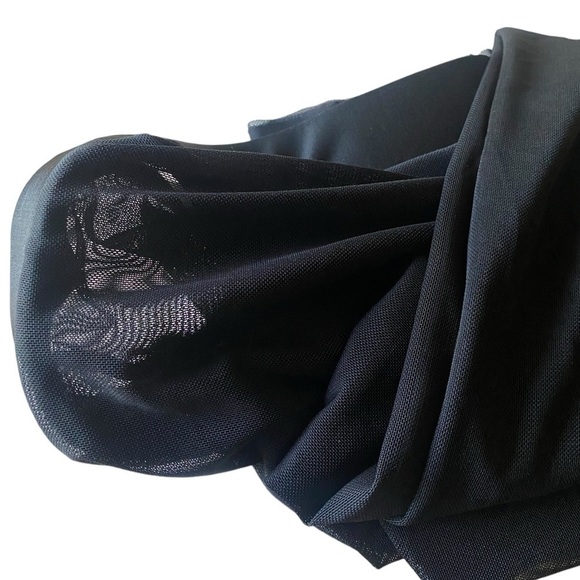 SHEER MESH GOTHIC LOLITA MAXI PLUSSE SKIRT Black Wide Waistband 2X Dark … - Picture 7 of 11